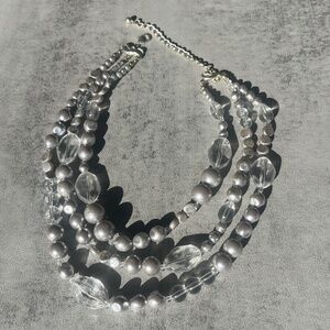 Chico’s Multistrand Silver and Clear Toned Necklace